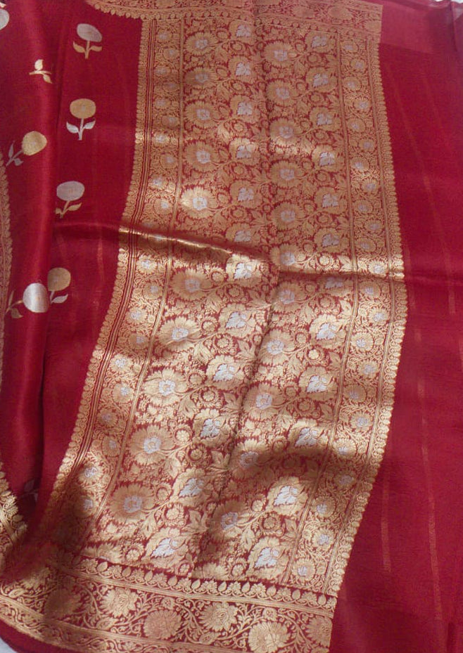 Pure Banarasi handloom Kora silk saree