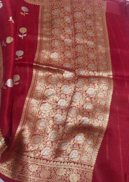 Pure Banarasi handloom Kora silk saree