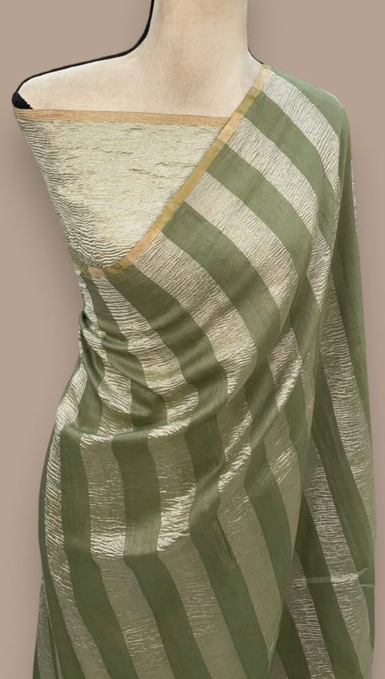 Pure moonga crushed tissue silk saree