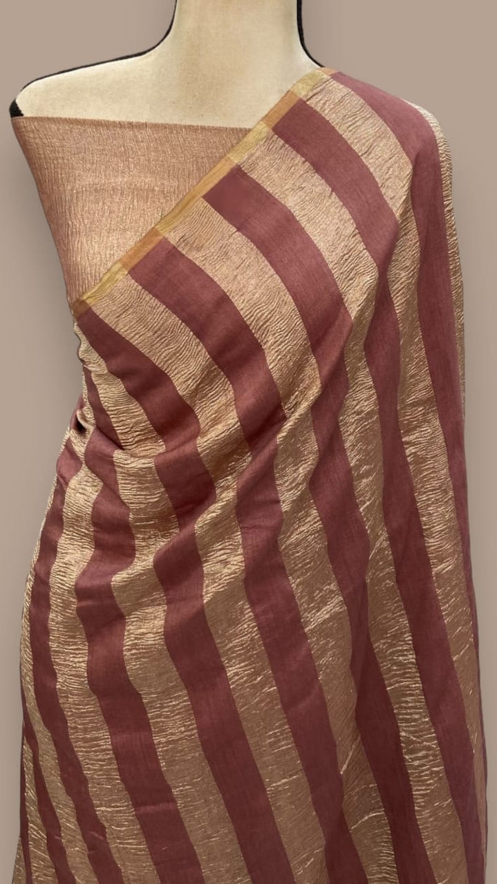 Pure moonga crushed tissue silk saree