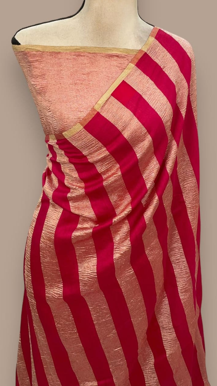 Pure moonga crushed tissue silk saree