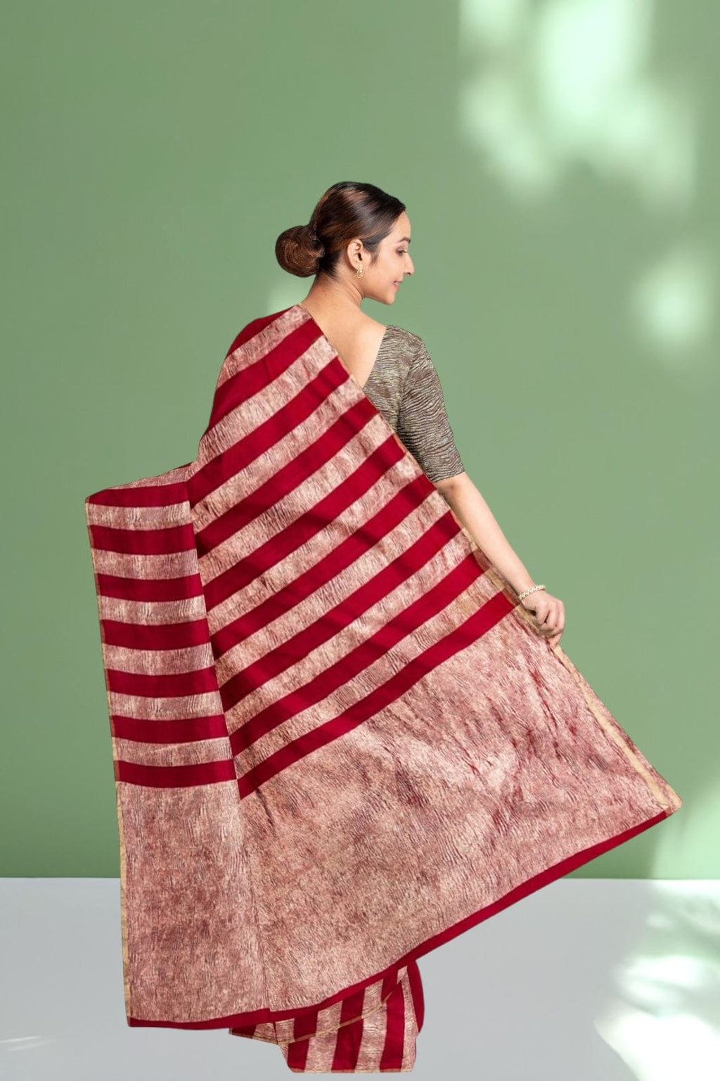 Pure moonga crushed tissue silk saree