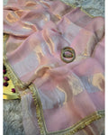 Pure organza strips tissue silk saree