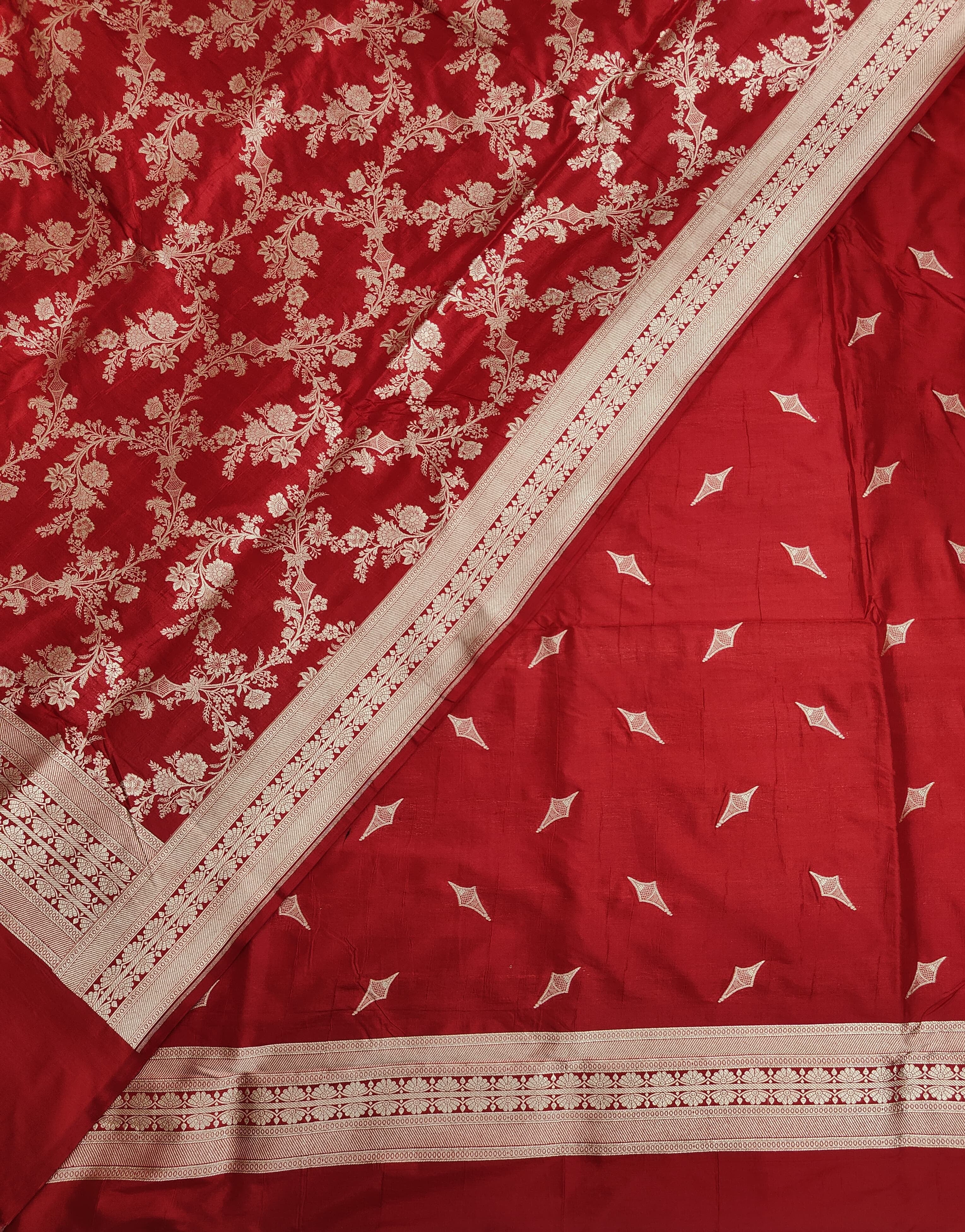 Banarasi Pure katan silk handloom suits- Red