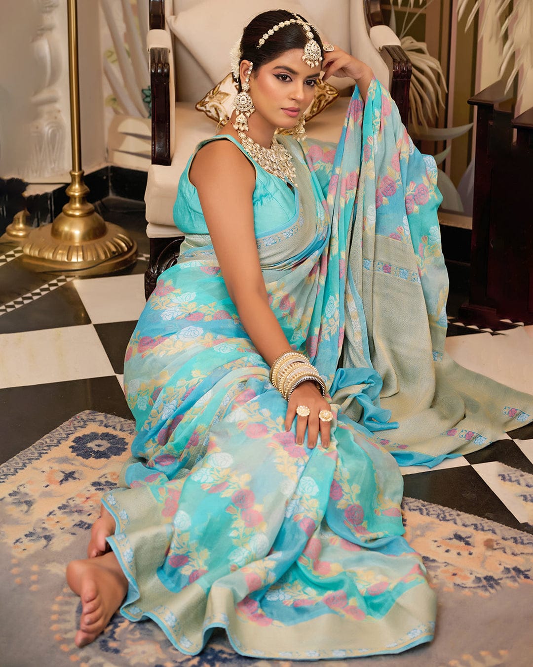 Pure banarasi khaddi chiffon saree
