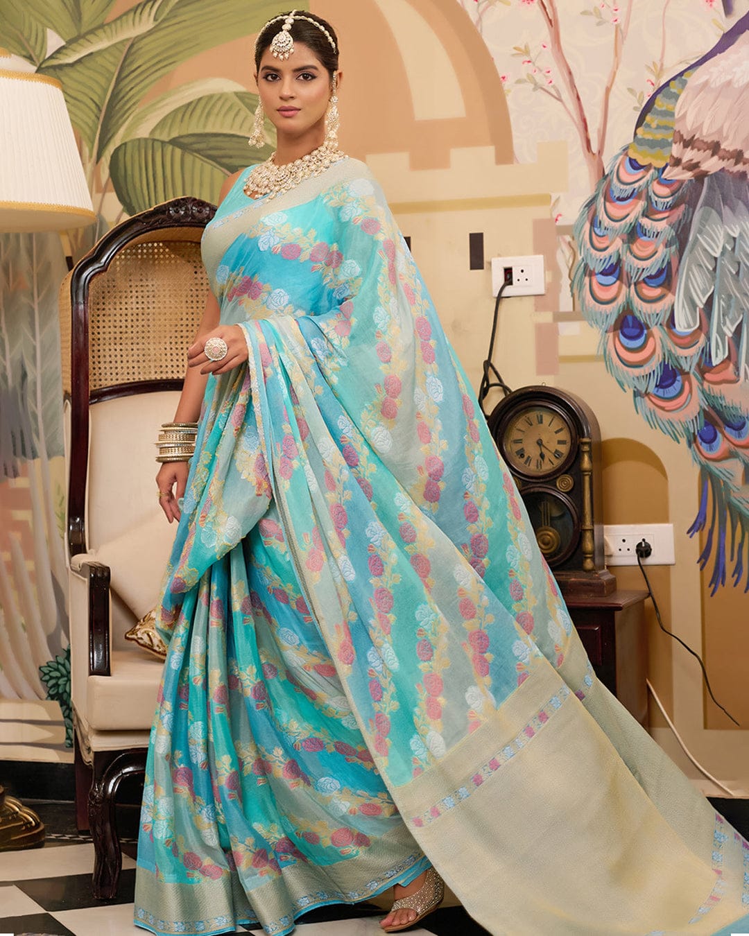 Pure banarasi khaddi chiffon saree