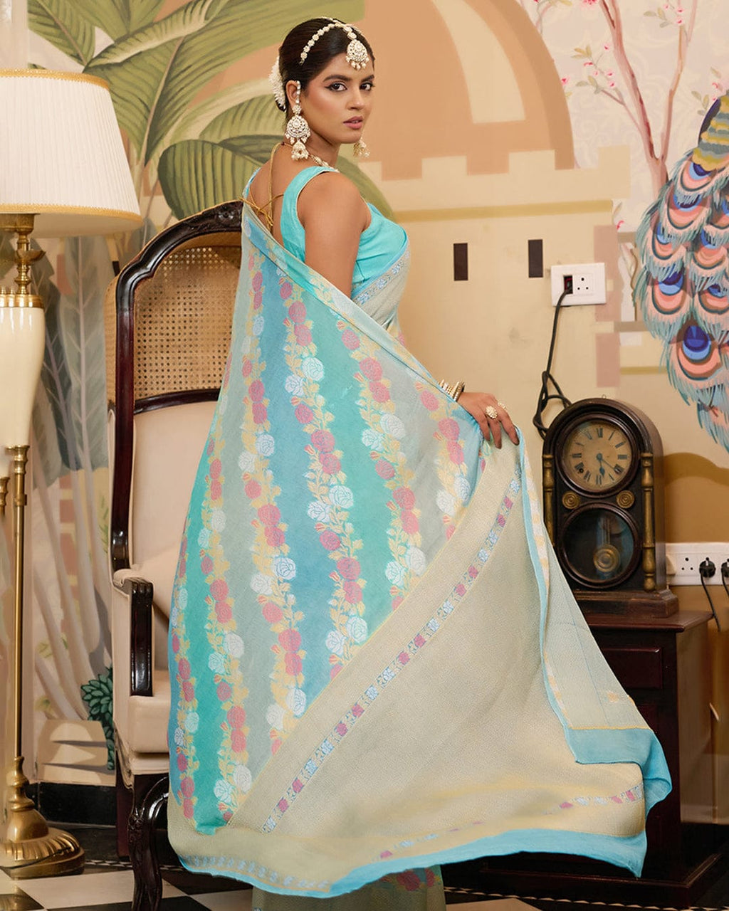 Pure banarasi khaddi chiffon saree