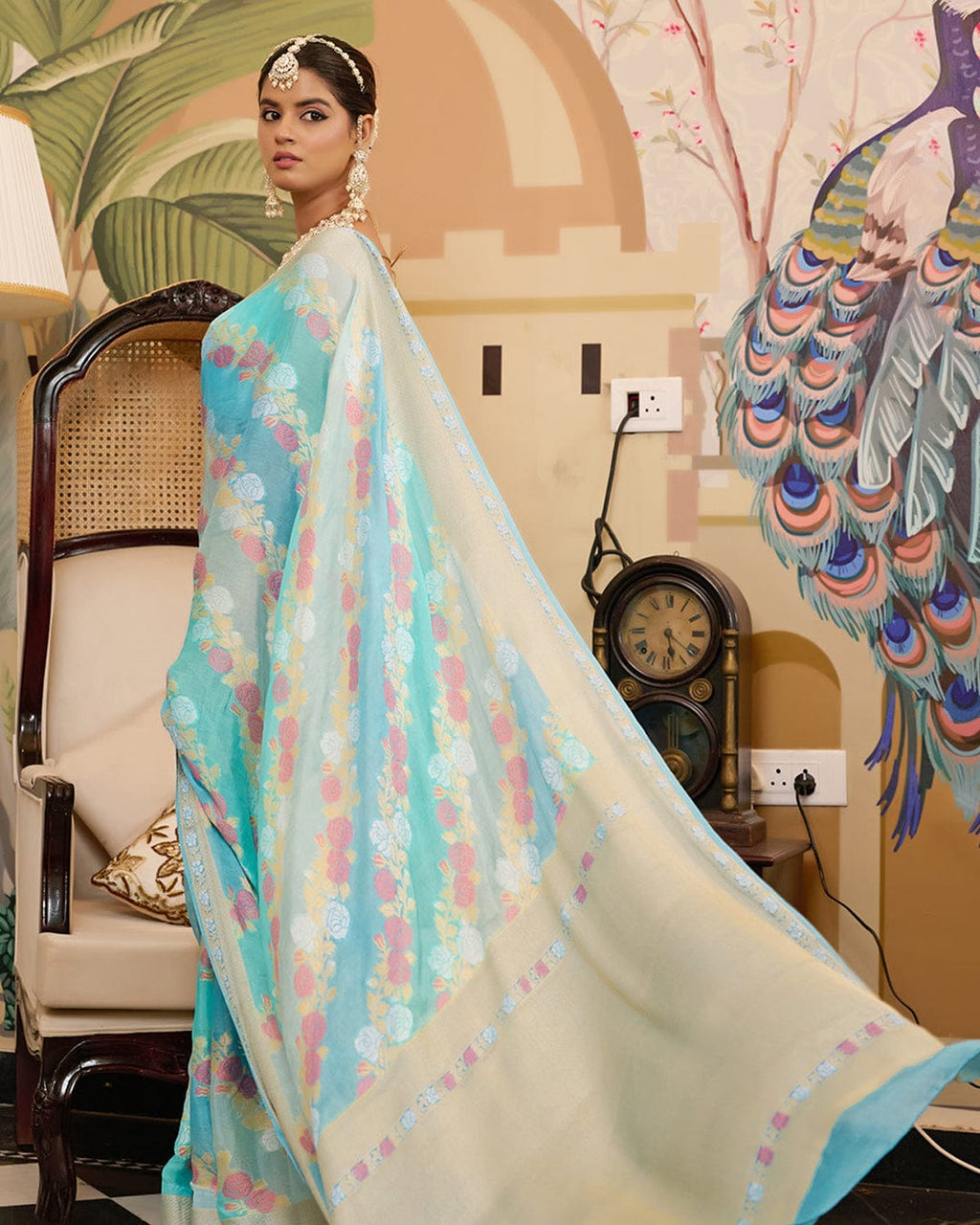 Pure banarasi khaddi chiffon saree