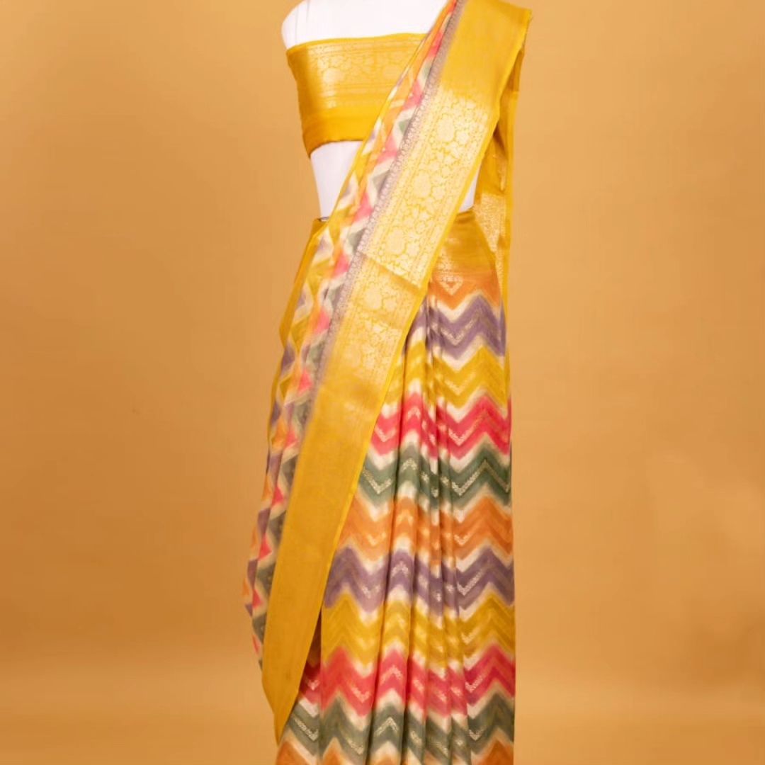 Pure banarasi khaddi chiffon saree