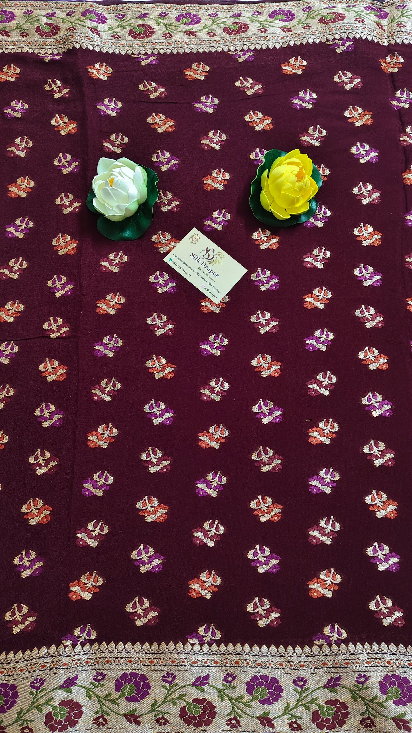 Pure Banarasi khaddi chiffon saree