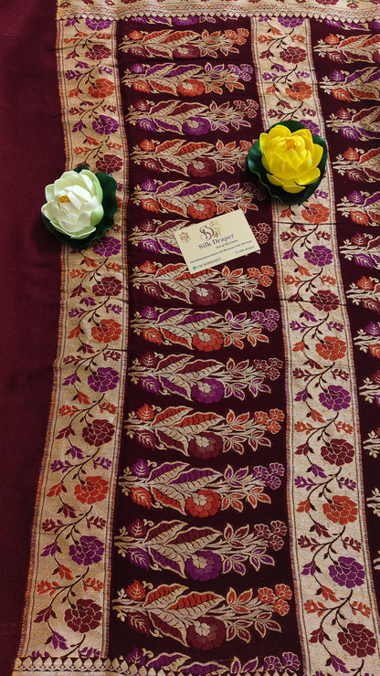 Pure Banarasi khaddi chiffon saree