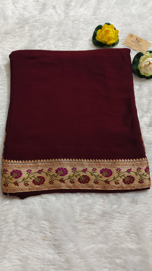Pure Banarasi khaddi chiffon saree