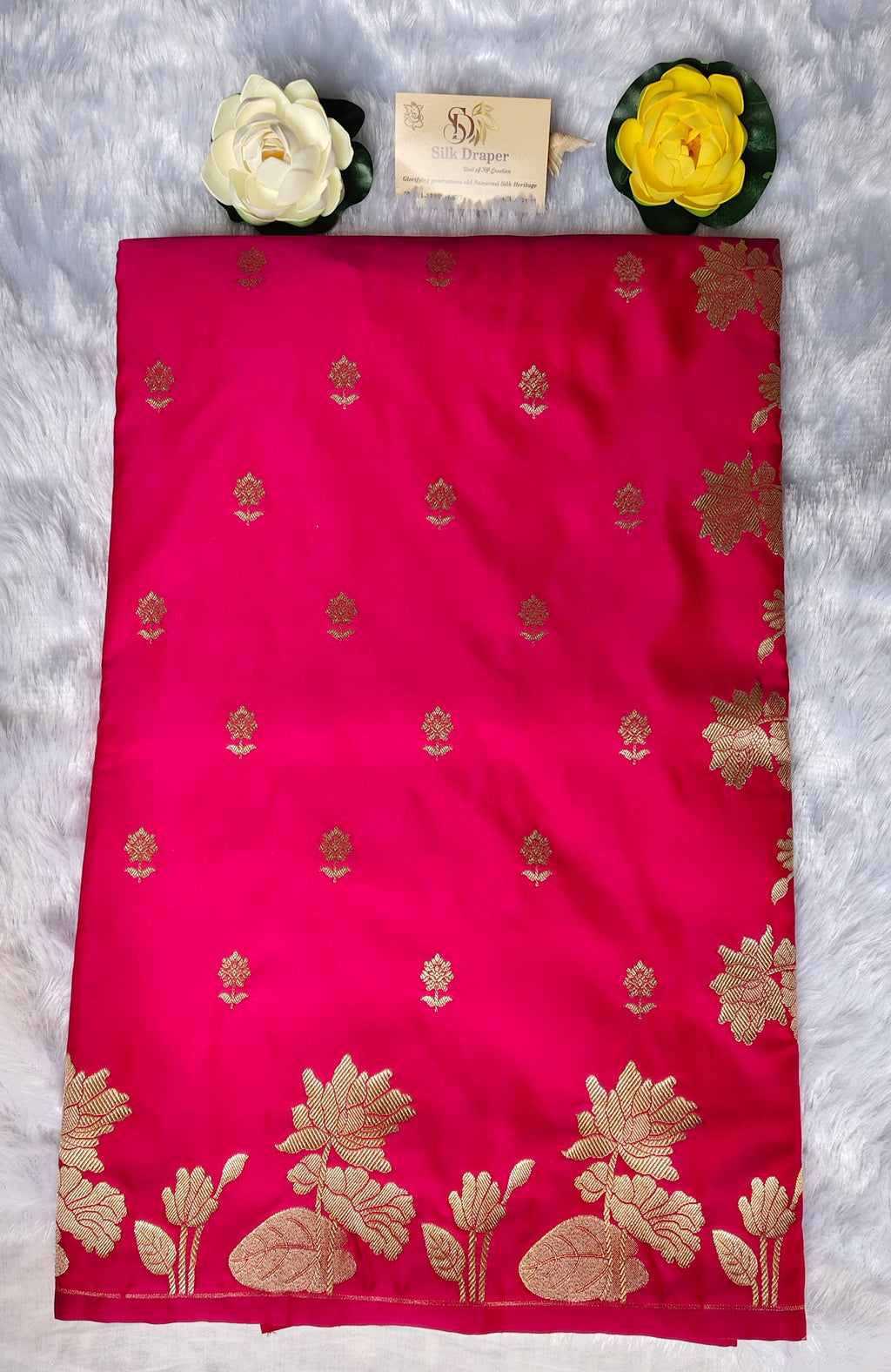 Rani Pink banarasi Mashru silk saree
