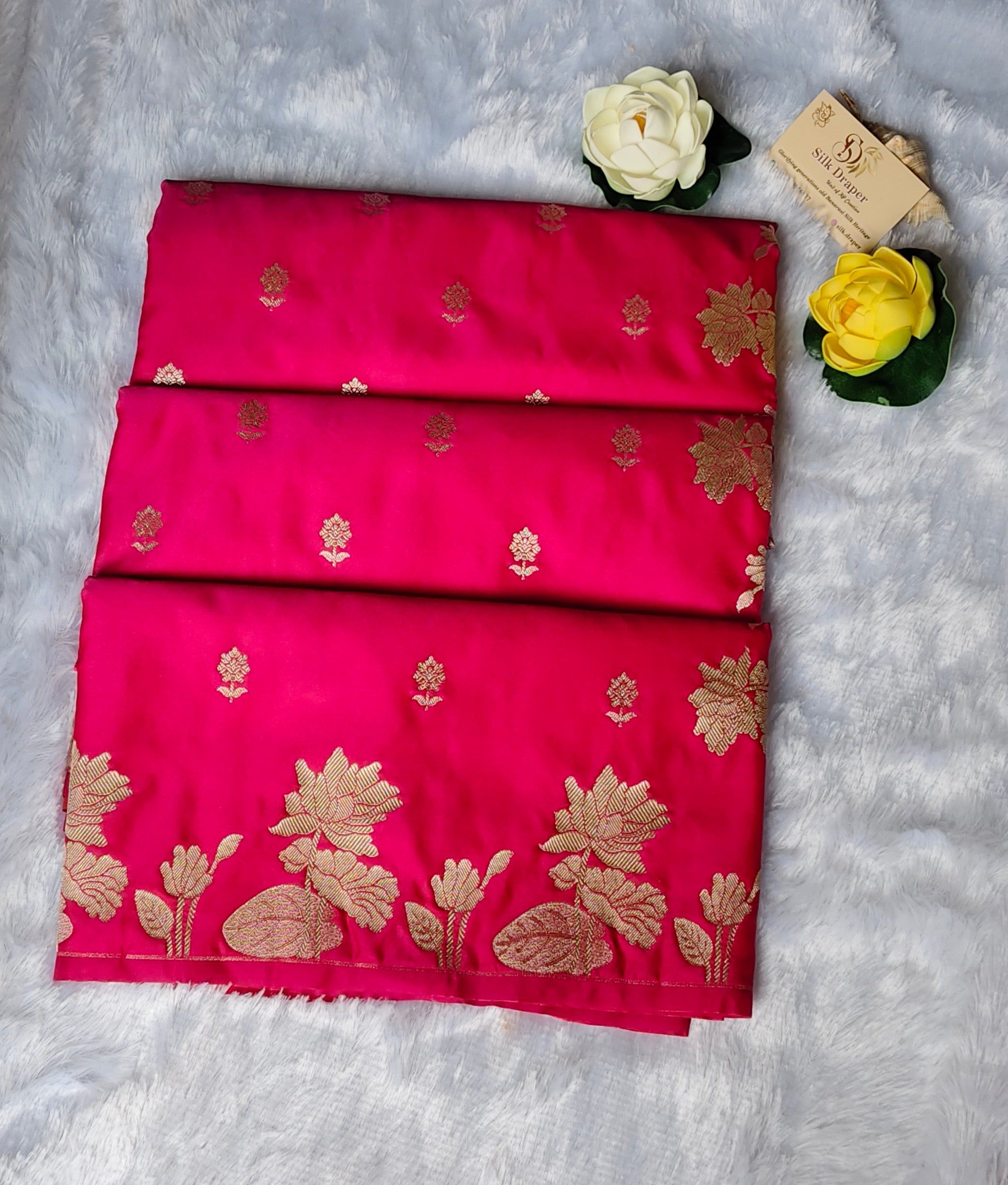 Rani Pink banarasi Mashru silk saree
