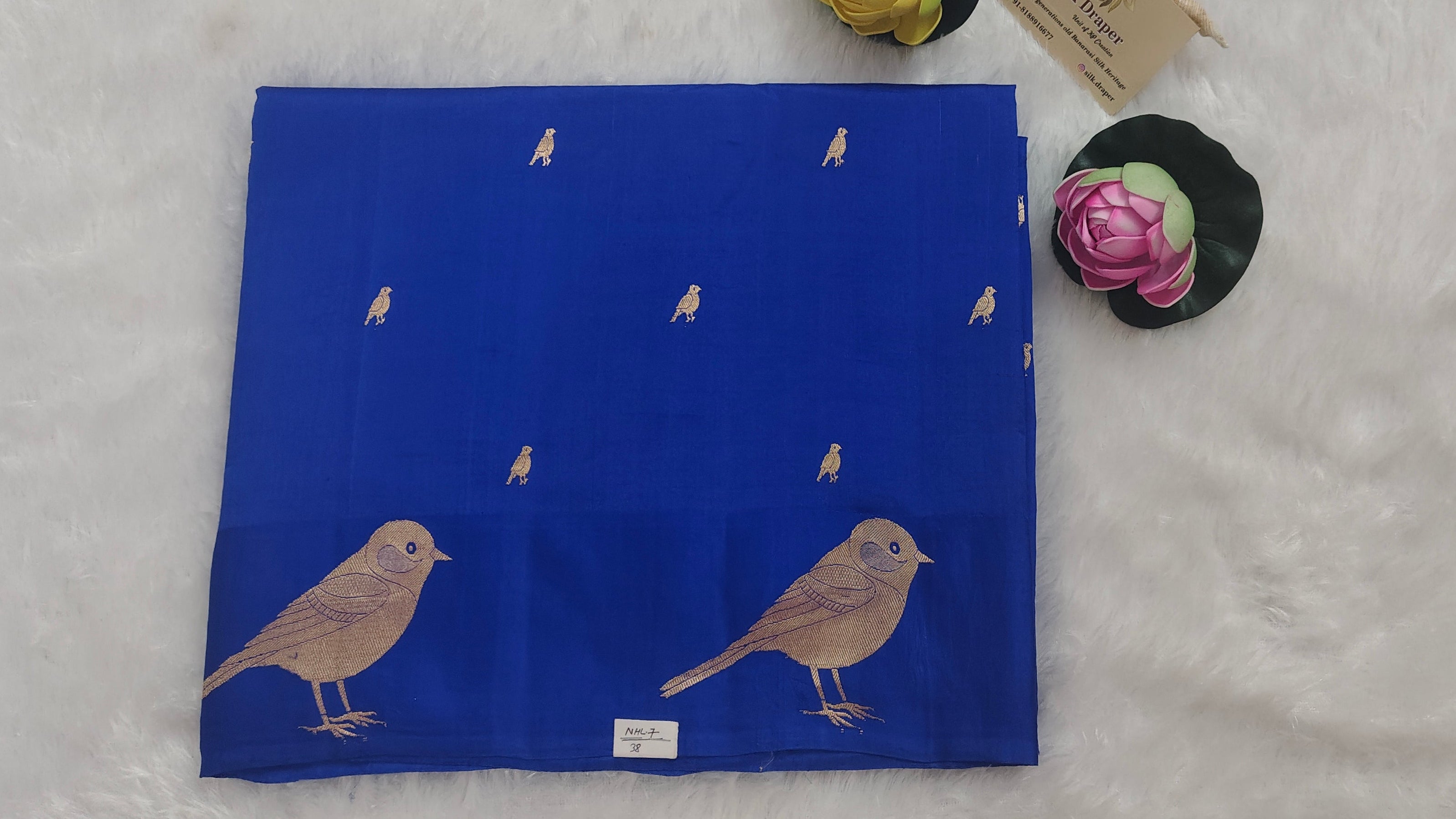 Pure banarasi Raw mango Silk saree in royal blue colour