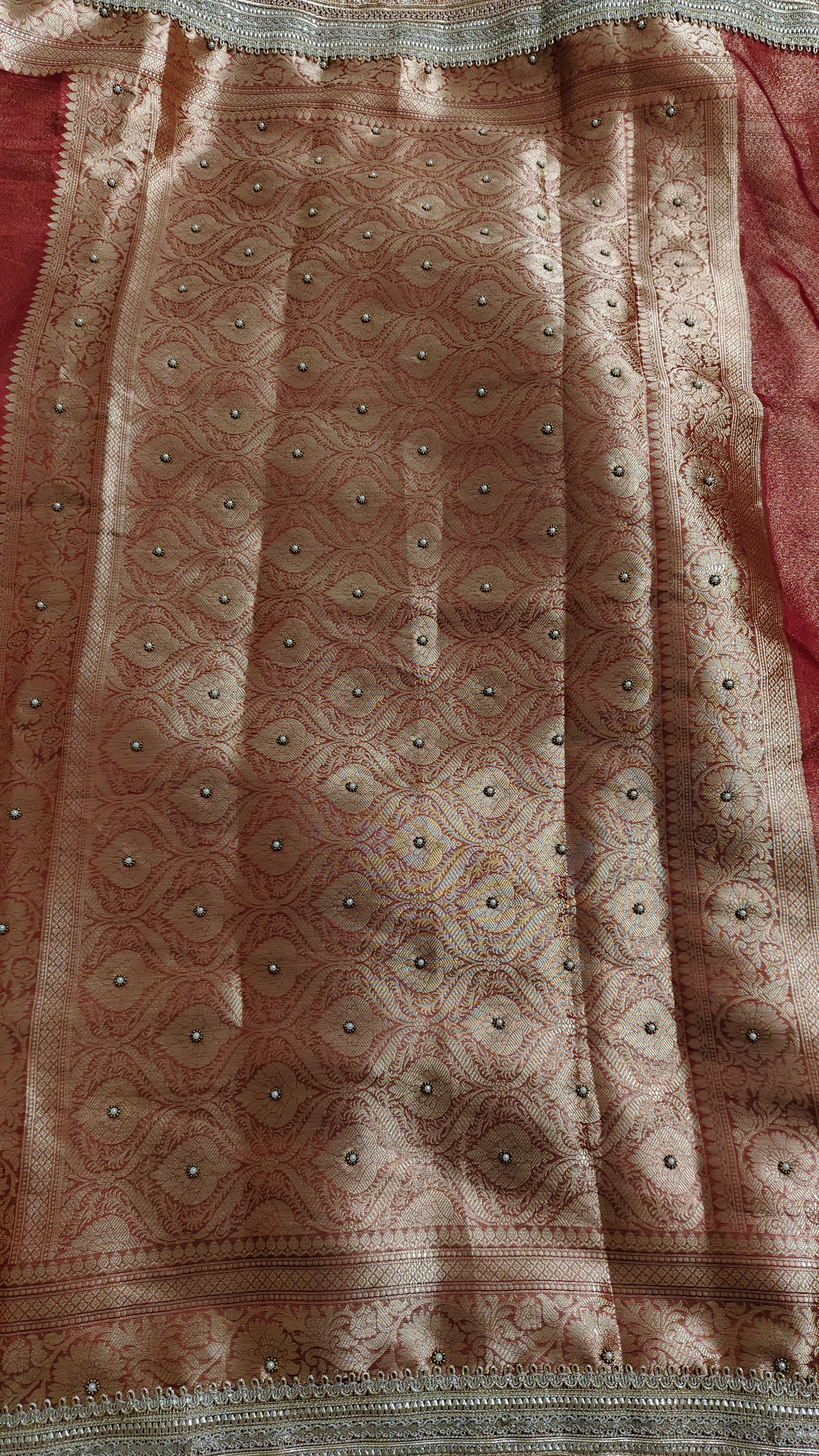 Pure banarasi Maharani tissue silk saree in royal red colour