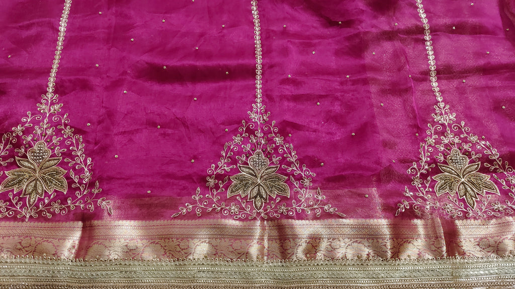 Pure banarasi Maharani tissue silk saree with hand embroidery