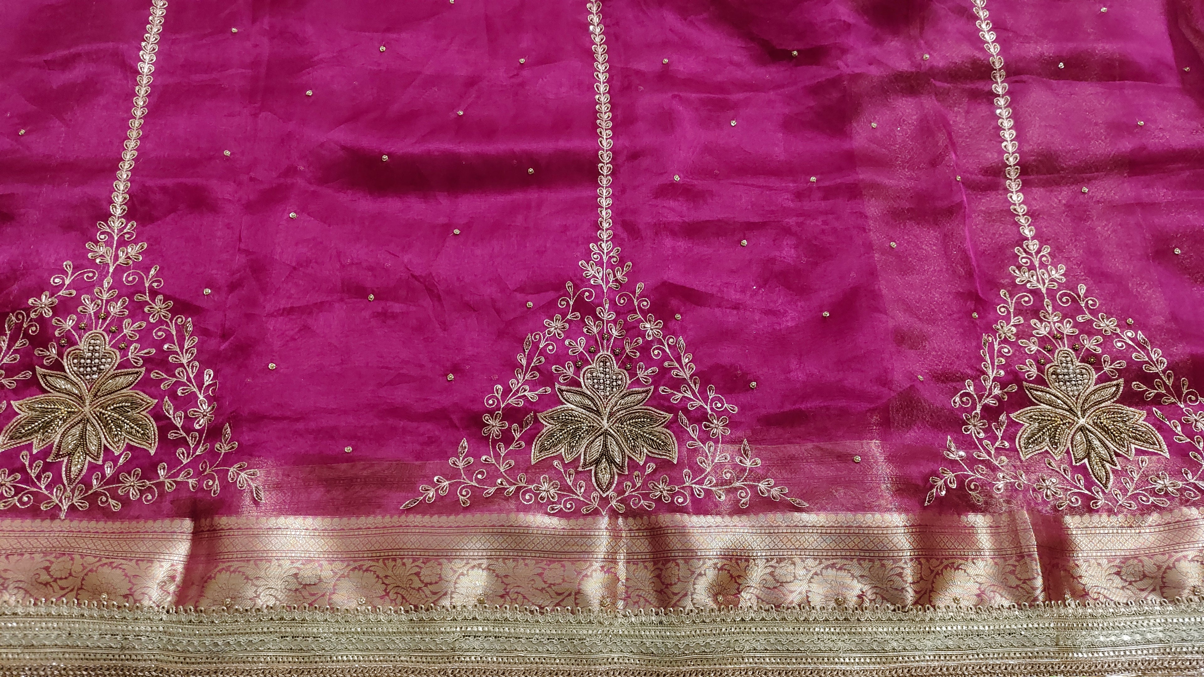 Pure banarasi Maharani tissue silk saree with hand embroidery