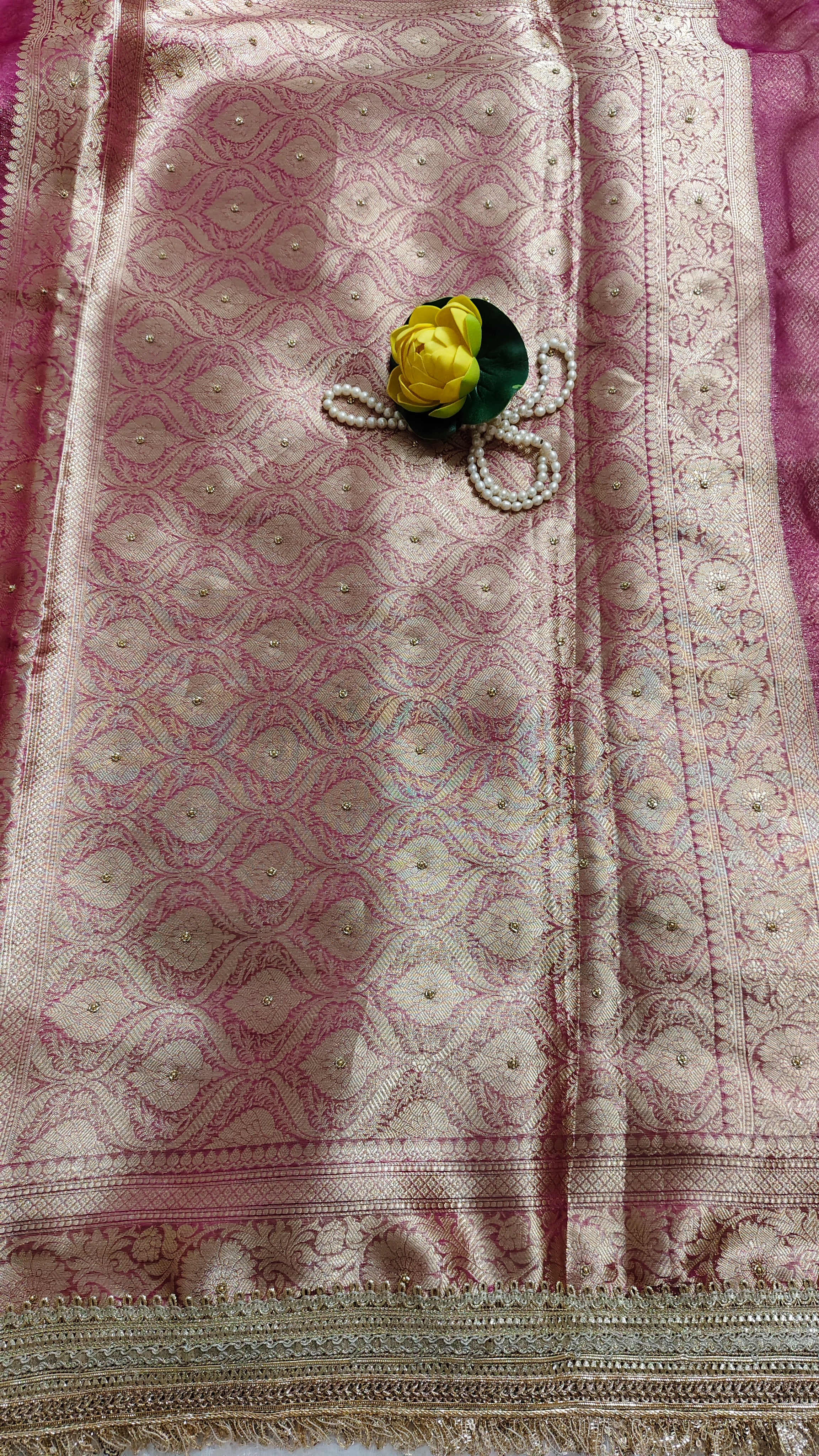 Pure banarasi Maharani tissue silk saree with hand embroidery
