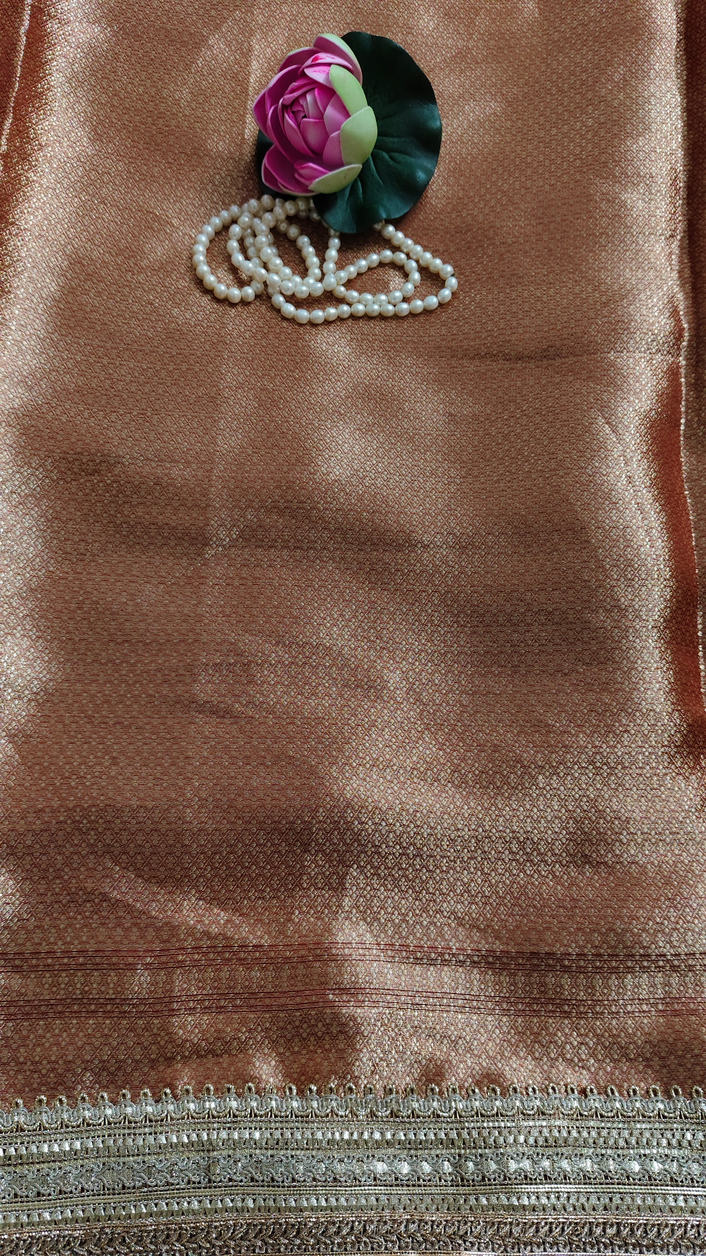 Pure tissue silk saree with hand embroidery - Royal red