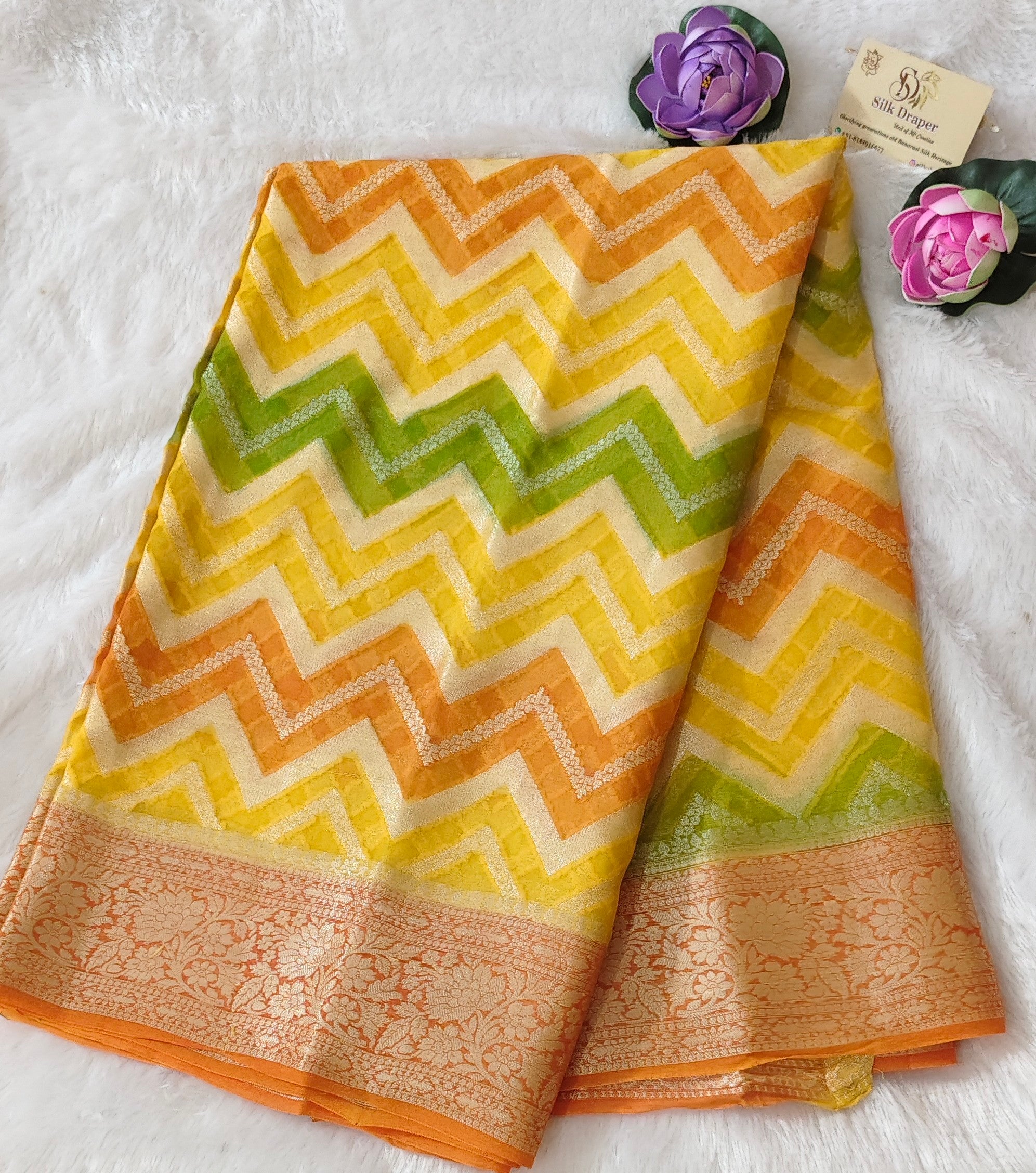 Pure banarasi khaddi chiffon saree