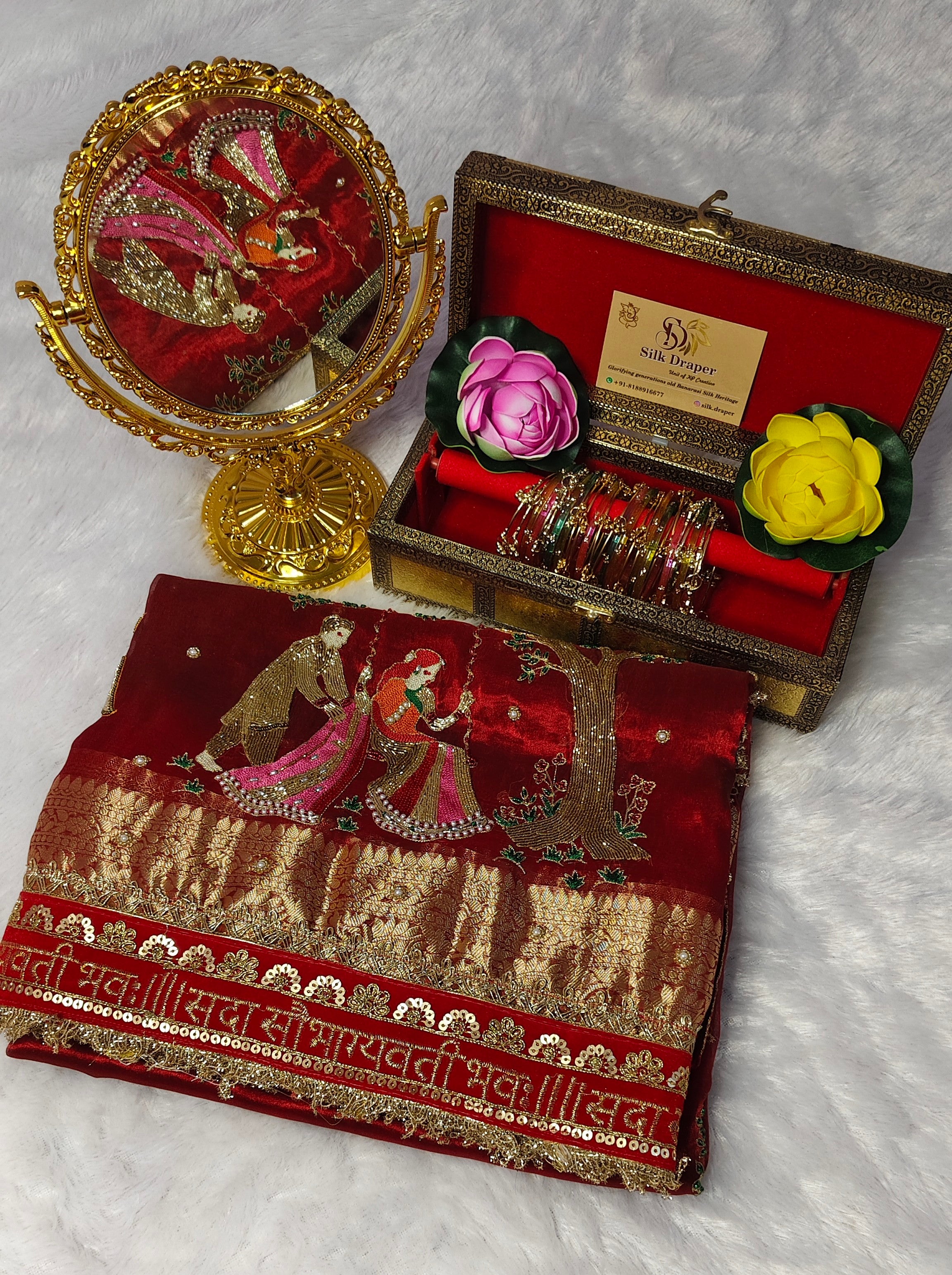Teejh - Pure tissue silk hand embroidery saree