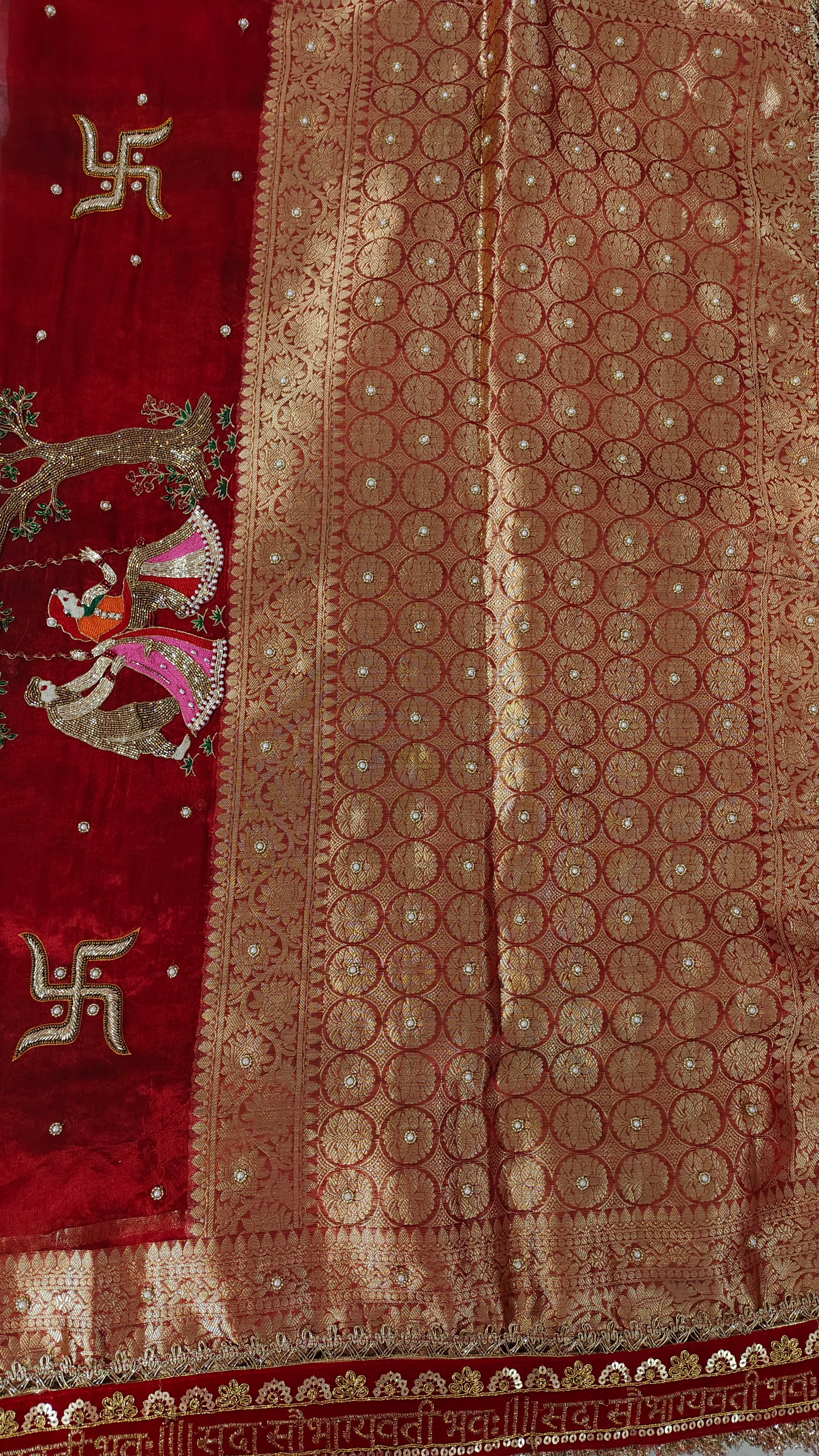 Teejh - Pure tissue silk hand embroidery saree