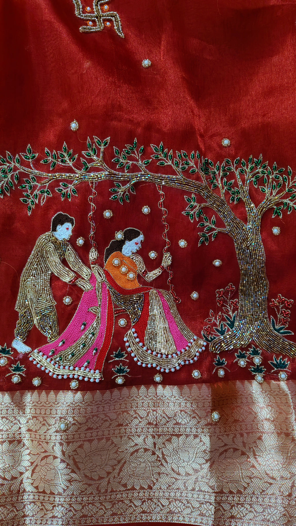 Teejh pure tissue silk saree with hand embroidery