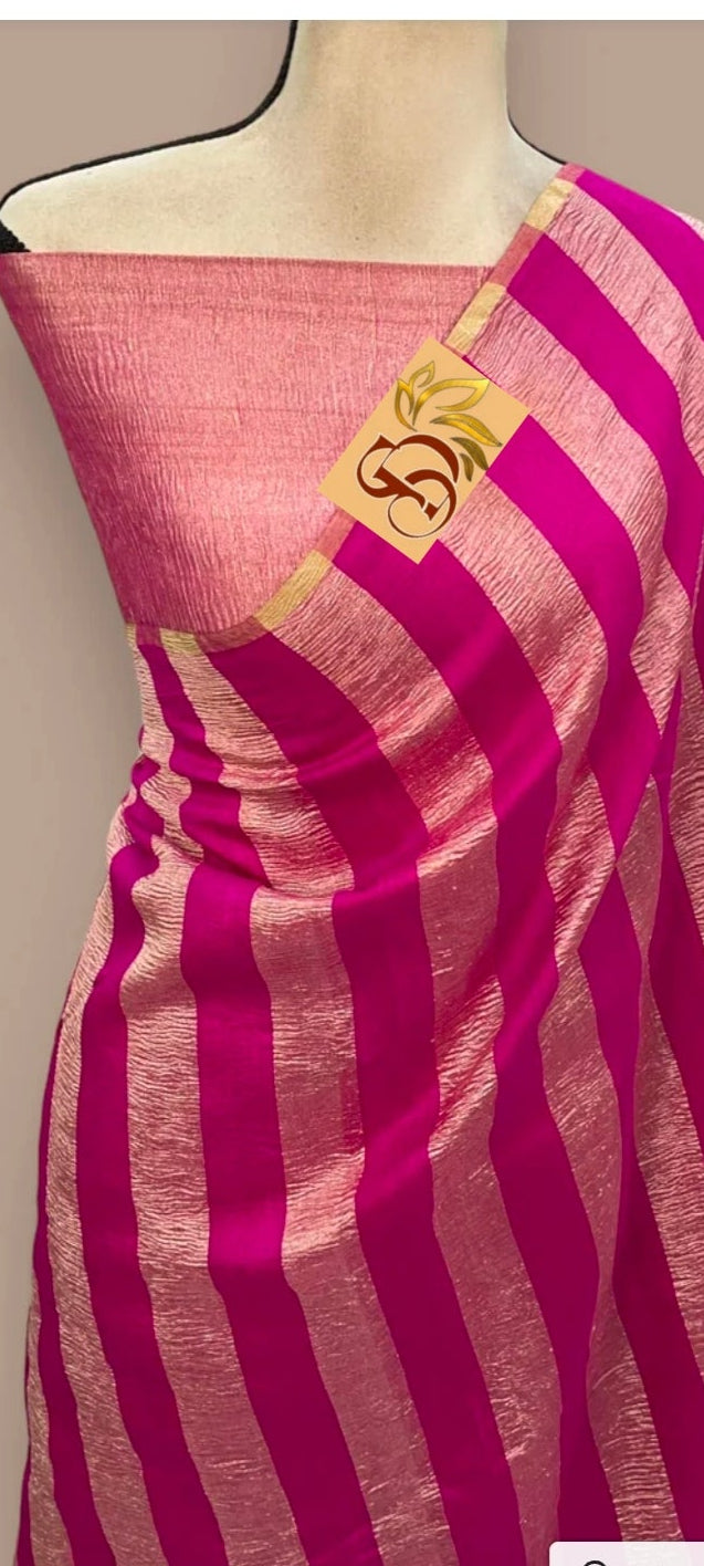 Pure moonga crushed tissue silk saree