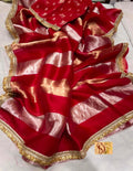 Pure organza strips tissue silk saree