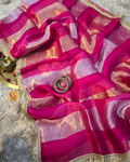 Pure organza strips tissue silk saree