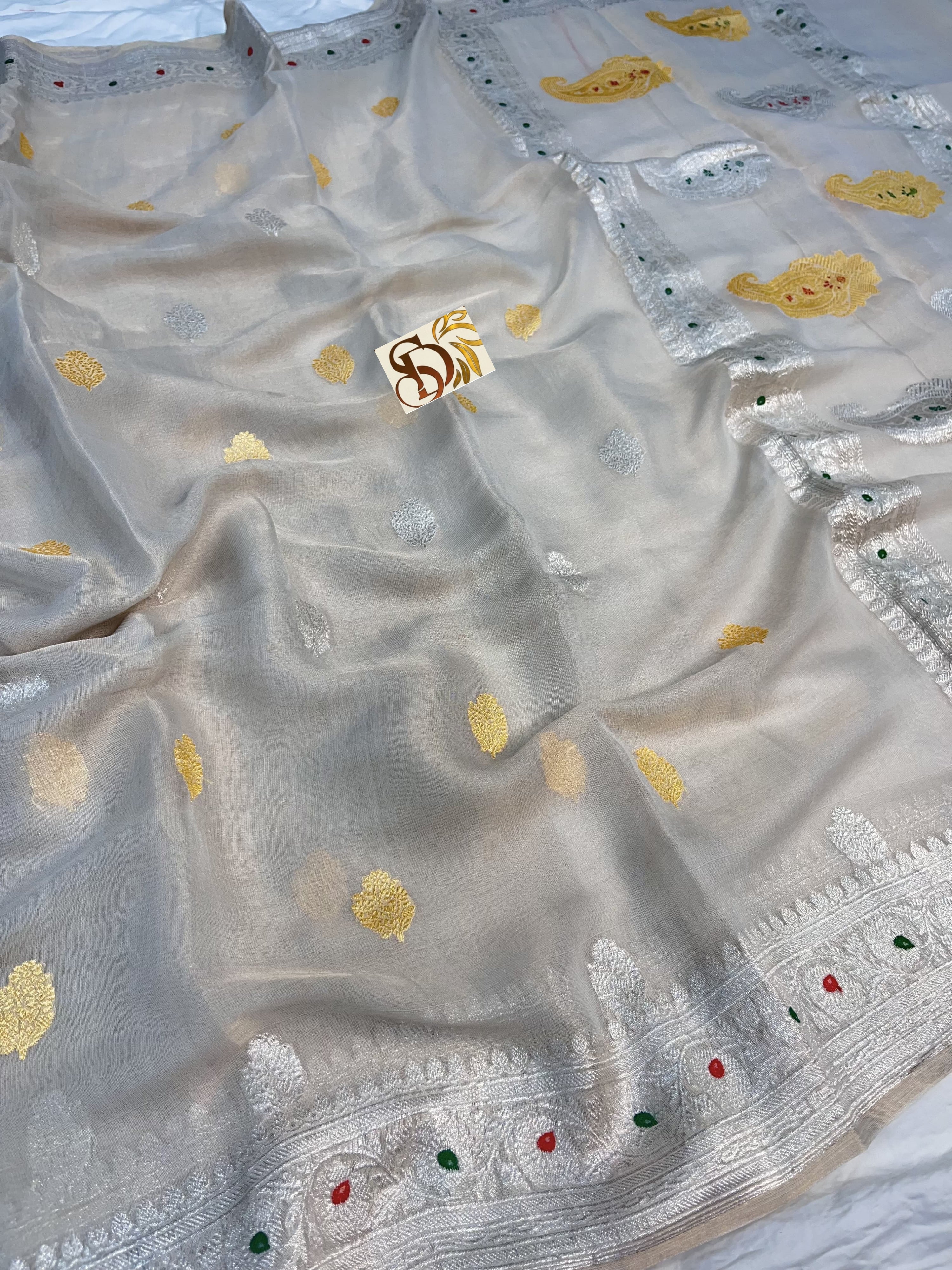 Pure banarasi tissue chiffon saree