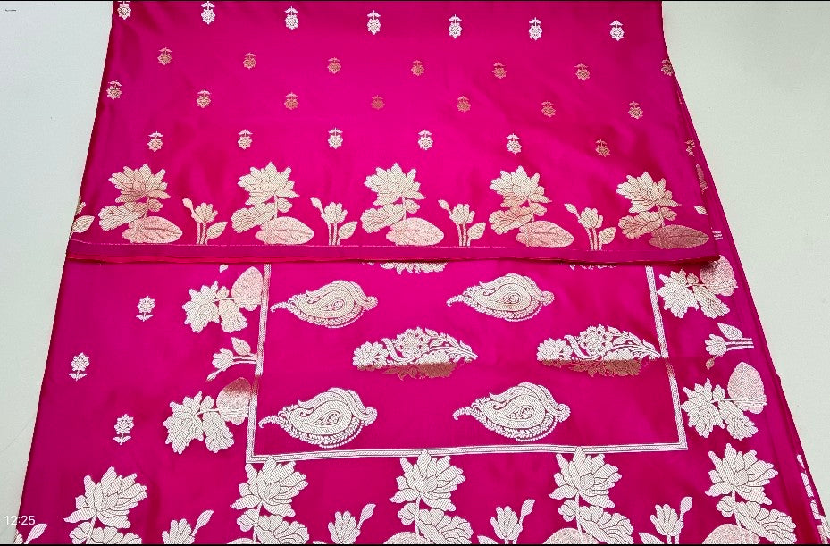 Rani Pink banarasi Mashru silk saree