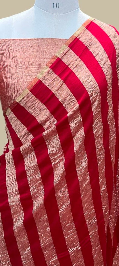 Pure moonga crushed tissue silk saree