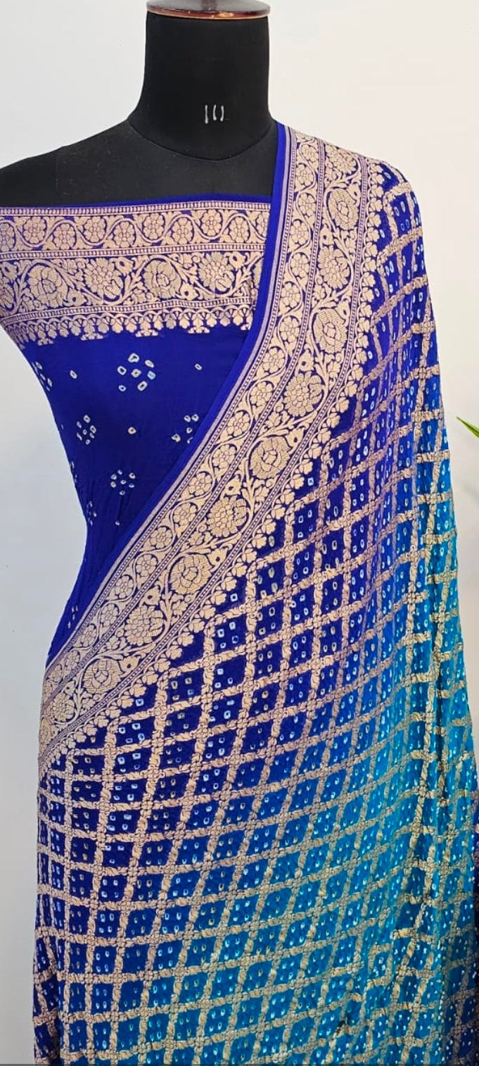 Banarasi pure khaddi Georgette bandhani saree