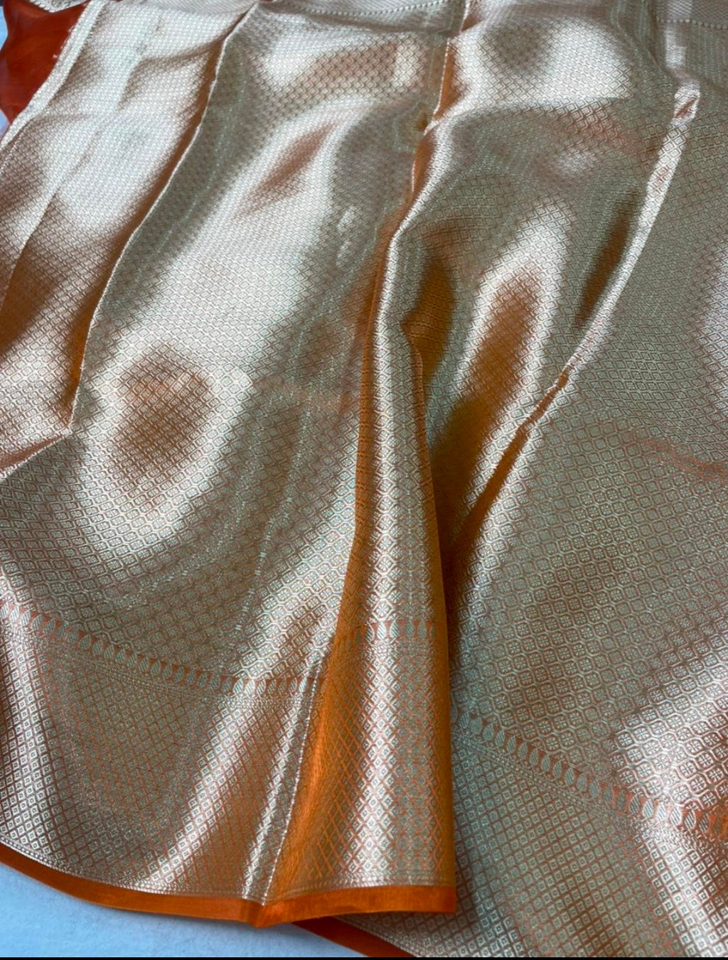 Rust orange Pure tissue silk saree