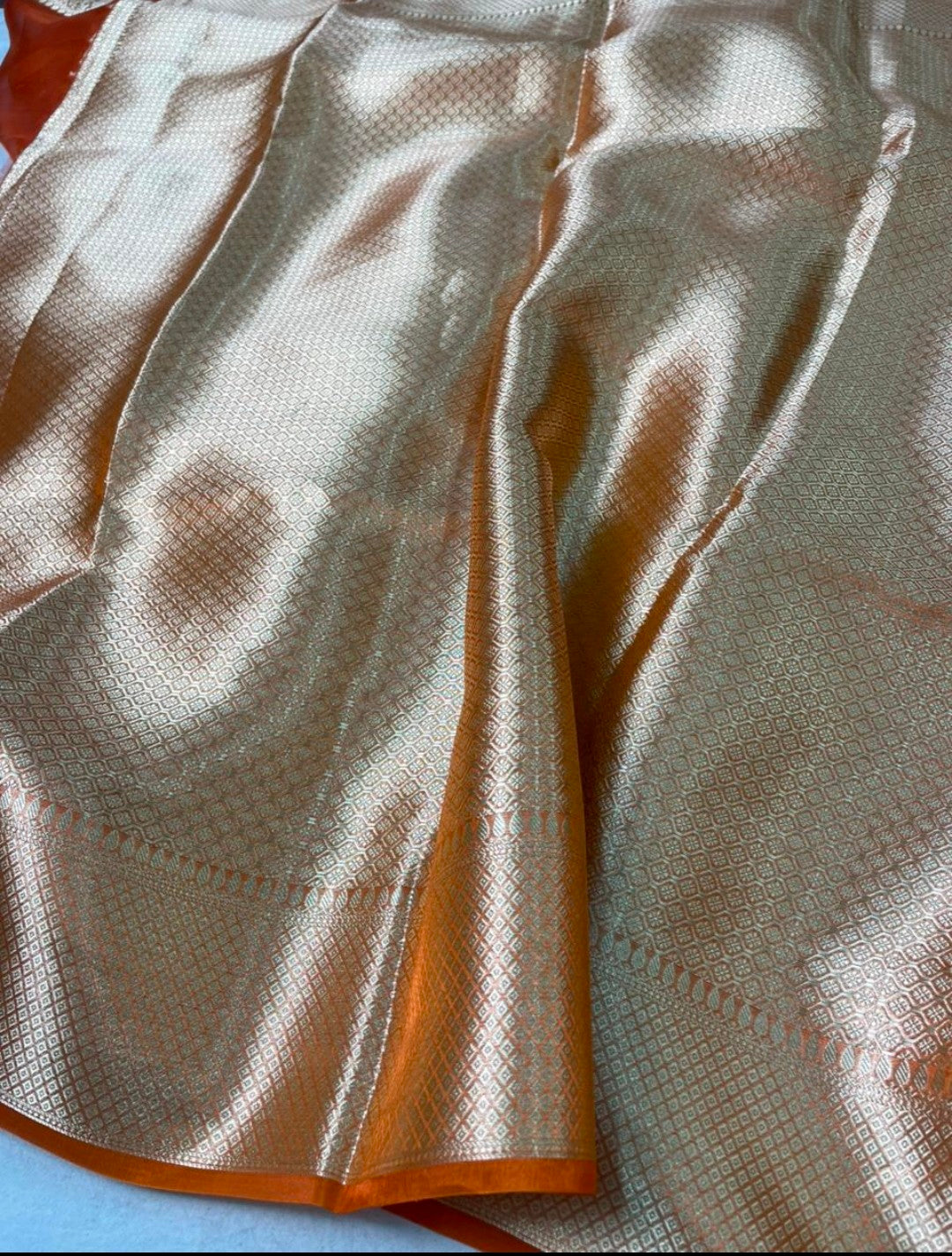 Rust orange Pure tissue silk saree