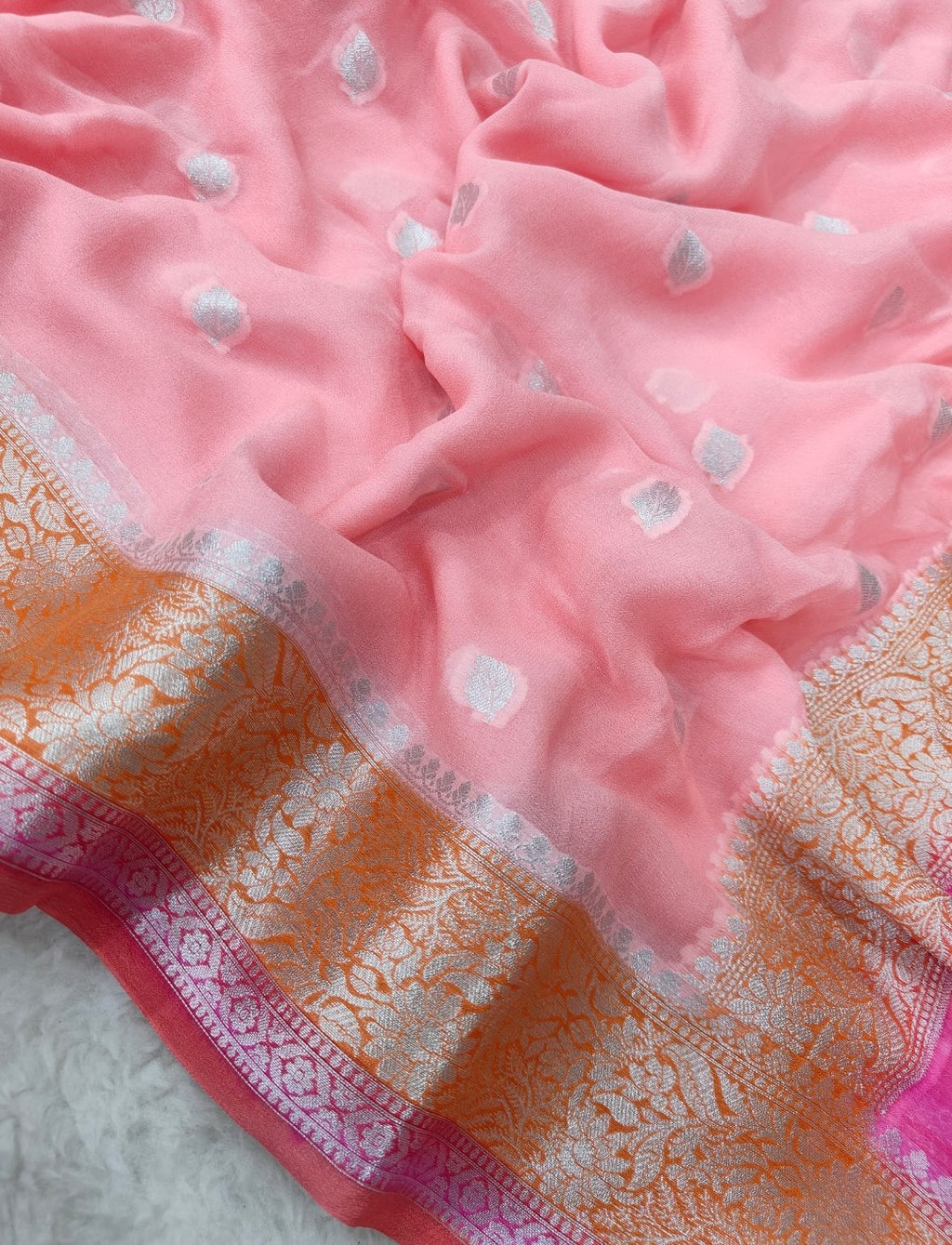 Pure banarasi khaddi chiffon saree