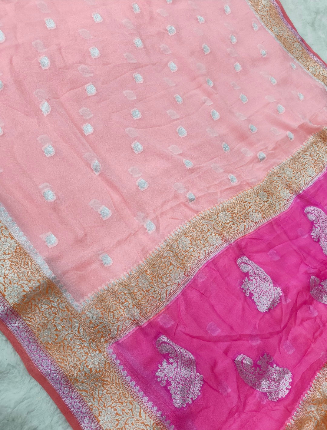Pure banarasi khaddi chiffon saree