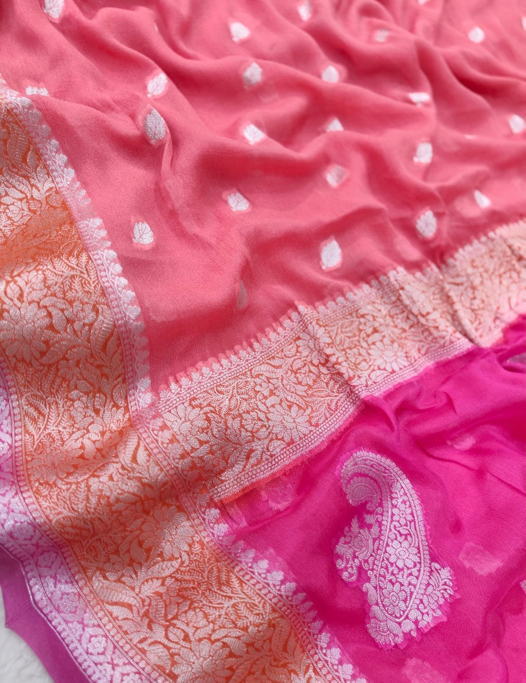 Pure banarasi khaddi chiffon saree