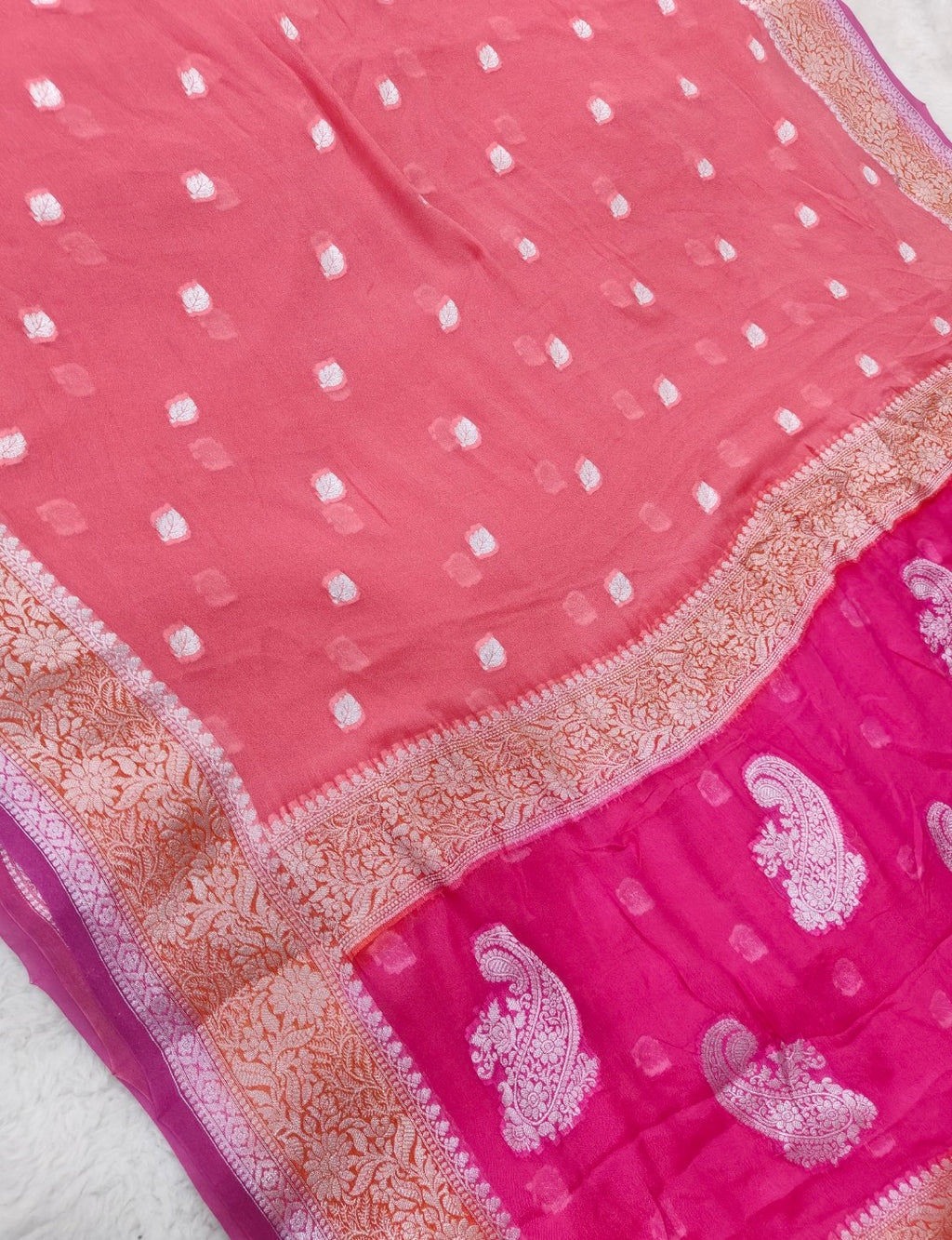 Pure banarasi khaddi chiffon saree