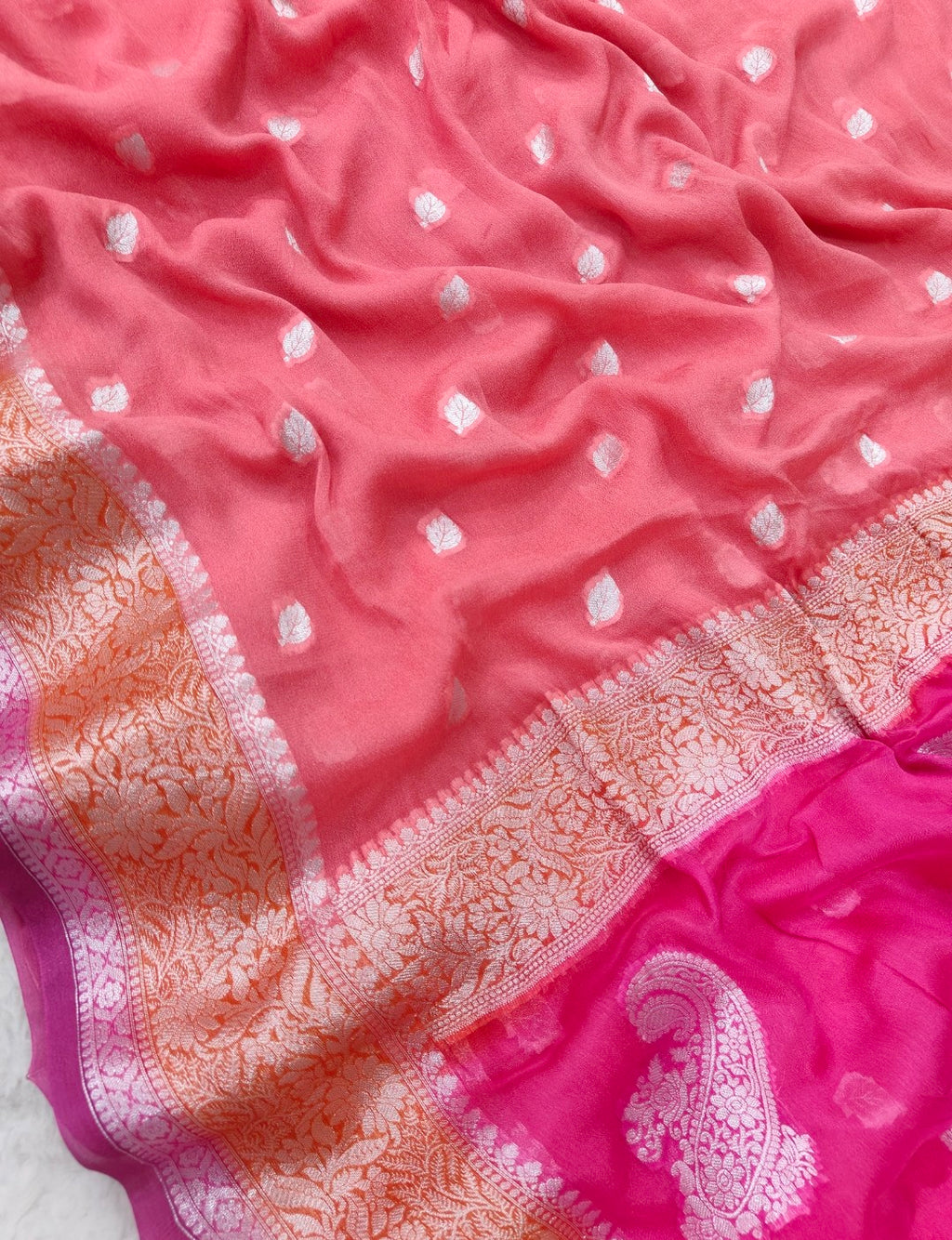 Pure banarasi khaddi chiffon saree