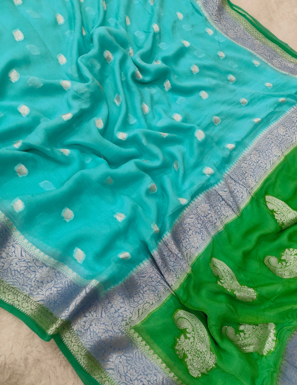 Banarasi pure khaddi chiffon saree
