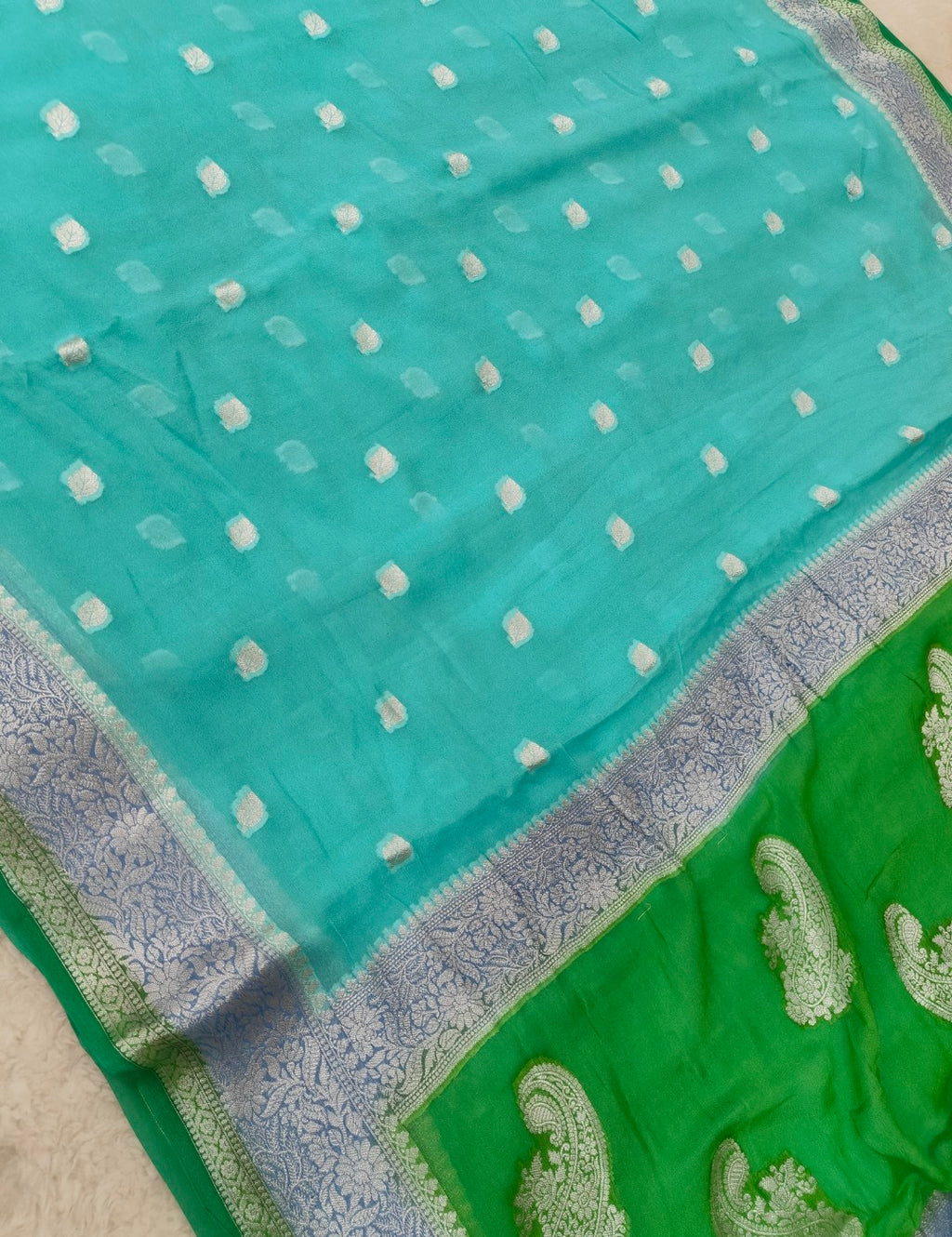 Banarasi pure khaddi chiffon saree