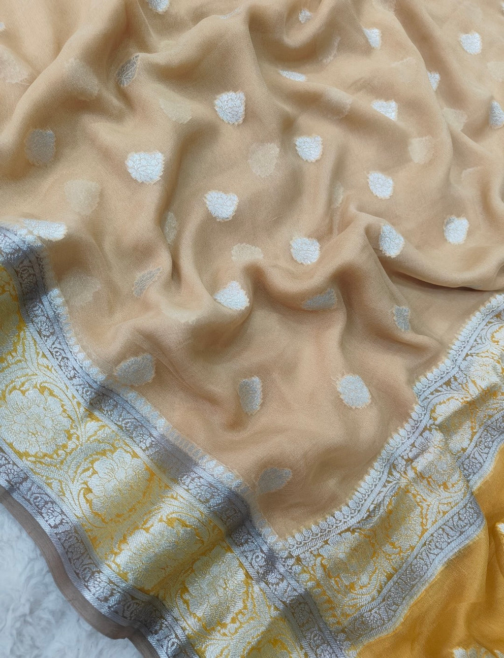 Pure banarasi khaddi chiffon saree