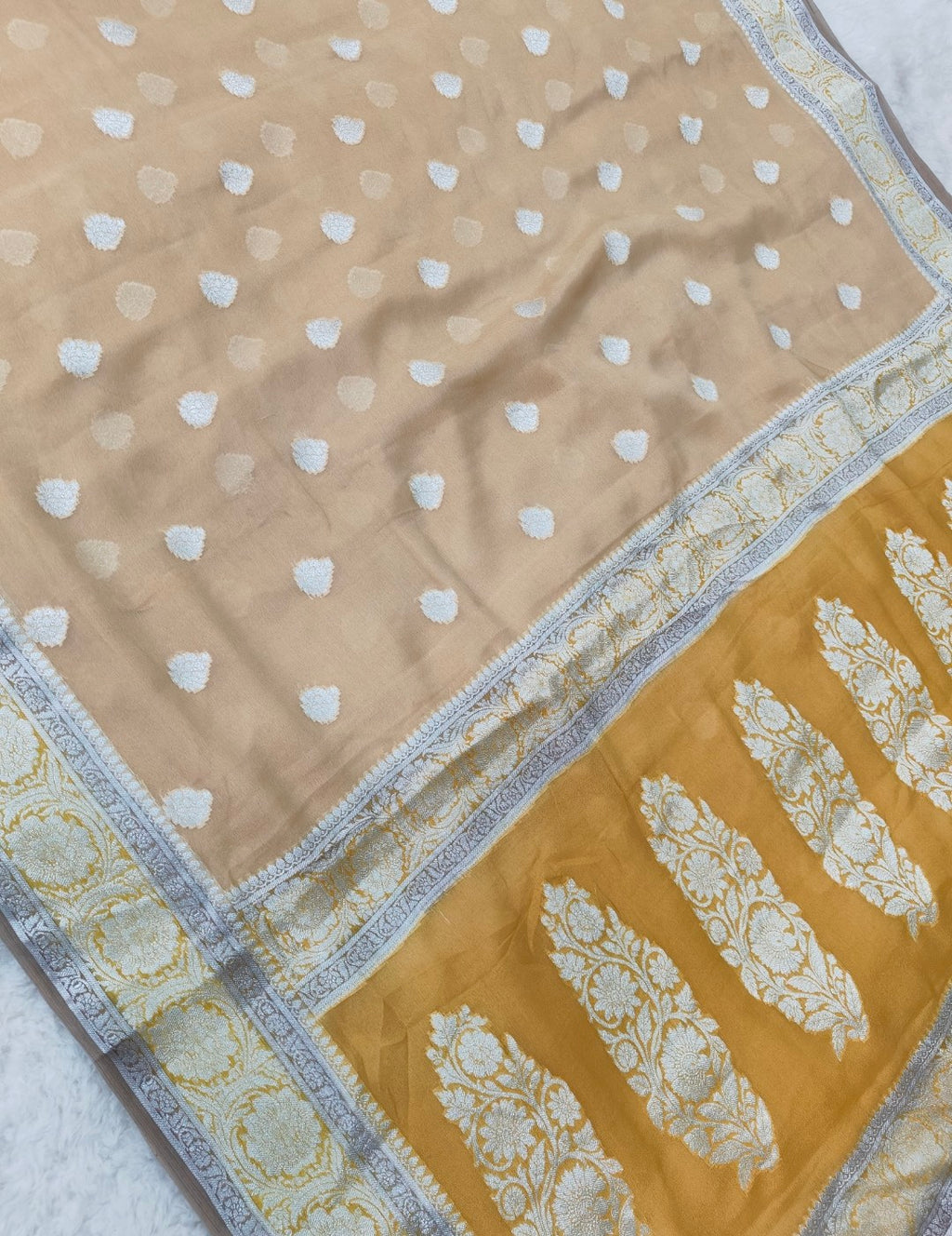 Pure banarasi khaddi chiffon saree