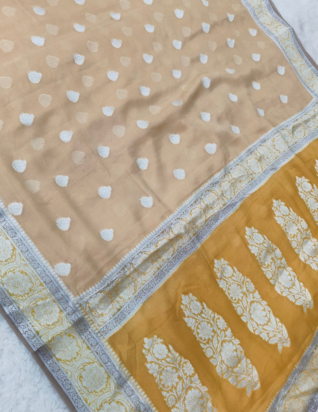 Pure banarasi khaddi chiffon saree