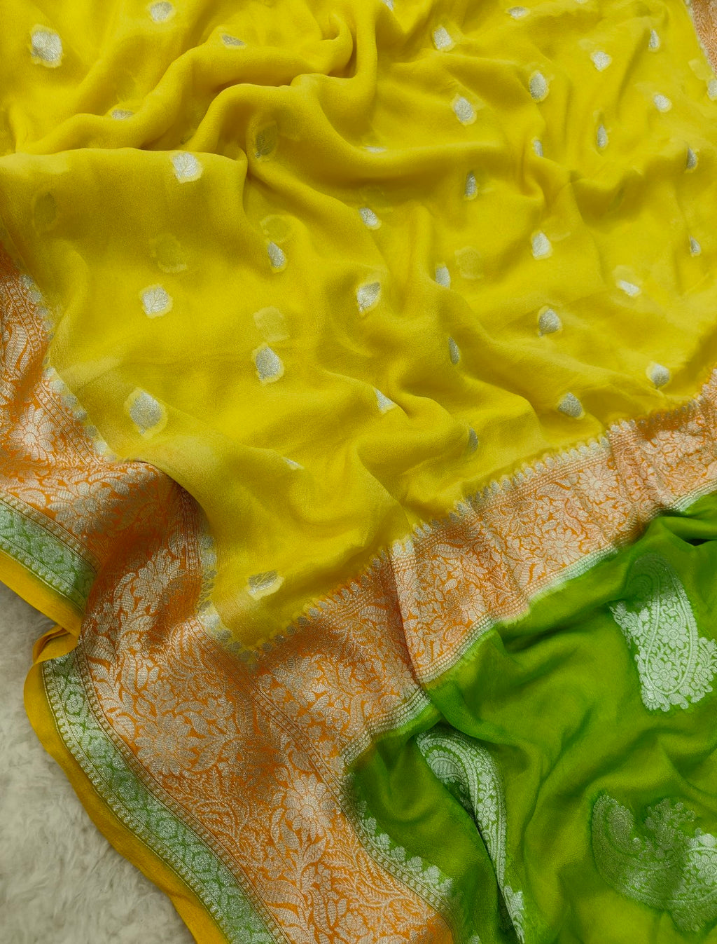 Pure banarasi khaddi chiffon saree