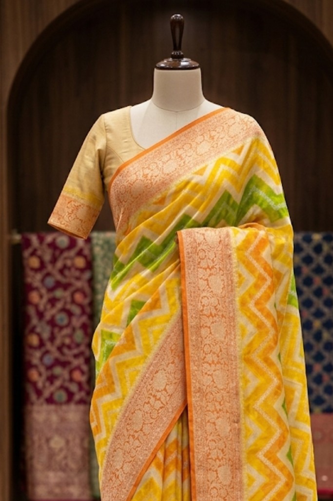 Pure banarasi khaddi chiffon saree