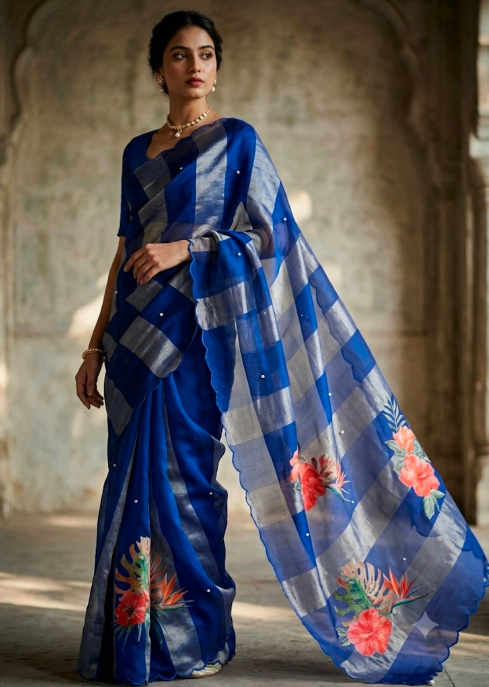 Pure kora tissue silk saree